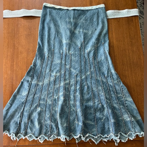 Marithe Francois Girbaud Blue Denim Midi Skirt - Picture 1 of 4
